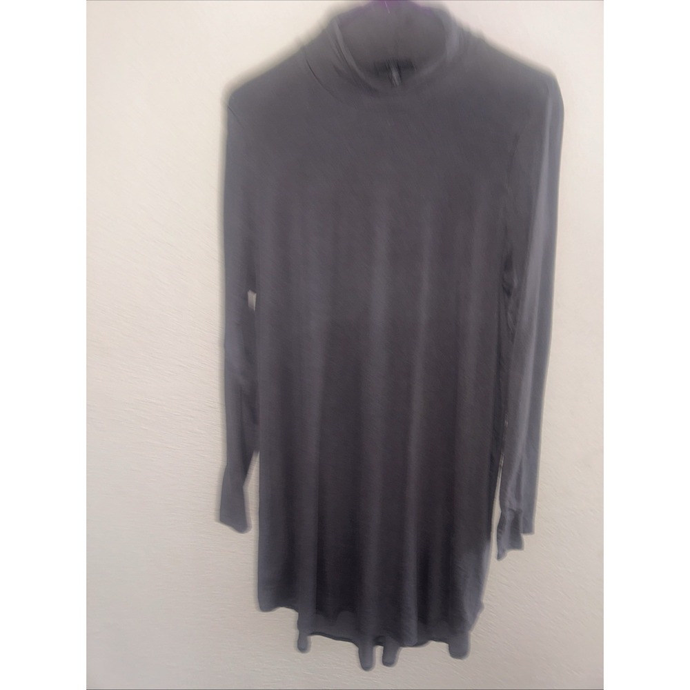 Eileen Fisher mock neck swing dress long sleeves lightweight, stretch fabric L